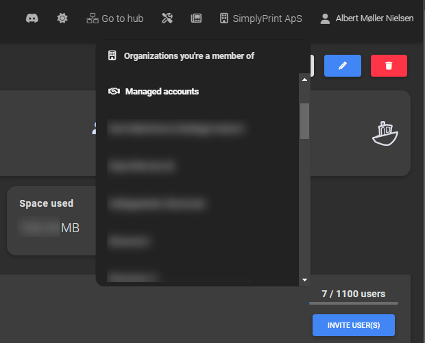 Easily switch between the different managed accounts