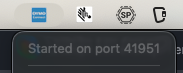 DYMO Connect showing port number in menu bar