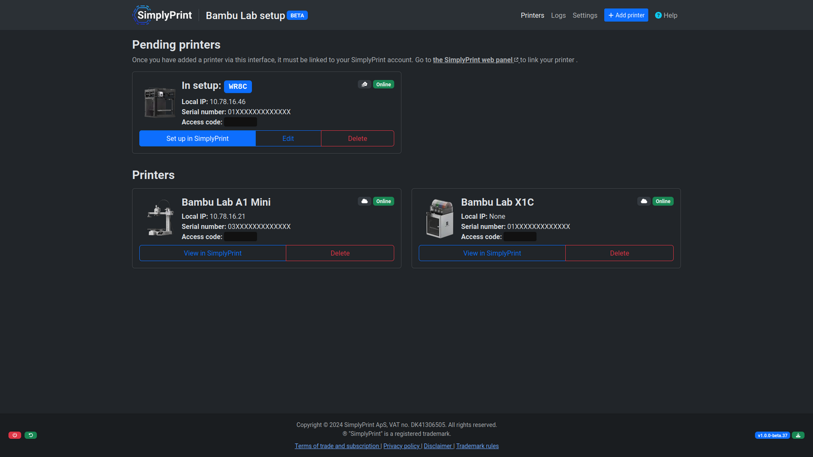 Bambu Lab client with a pending update