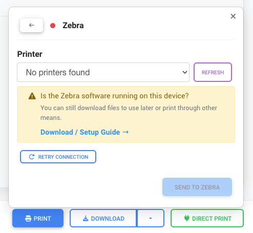 Warning: Is the Zebra software running on this device?