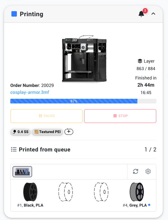 Custom field value shown on printer control panel