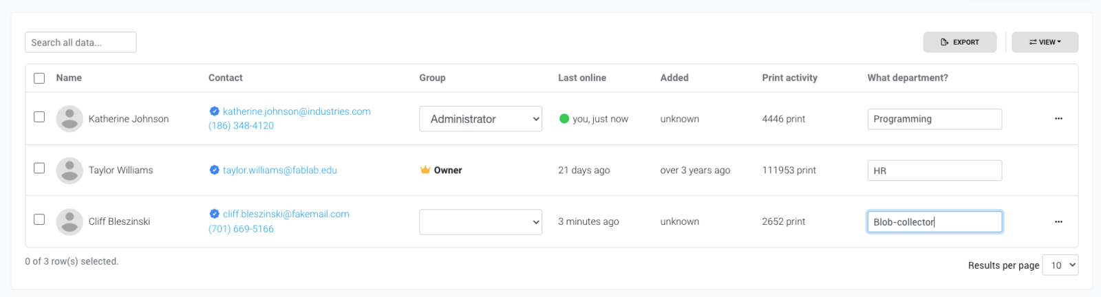 Custom user fields in the Users table