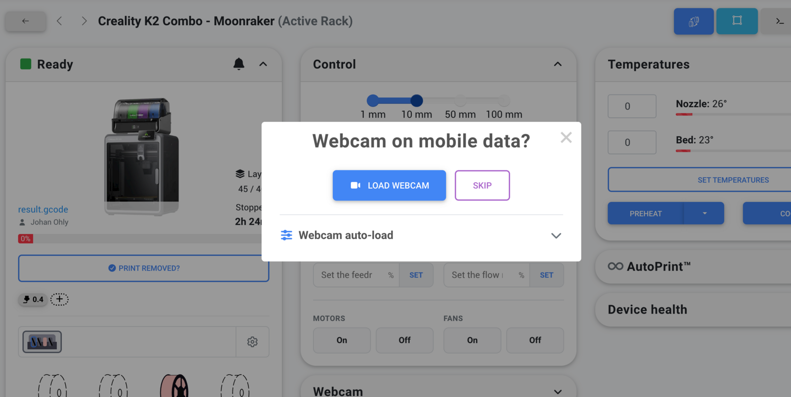 Metered connection prompt